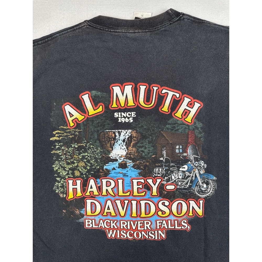 Vintage 1998 Harley Davidson Shirt USA Made Al Muth Wisconsin Back Hit XL - Picture 11 of 16